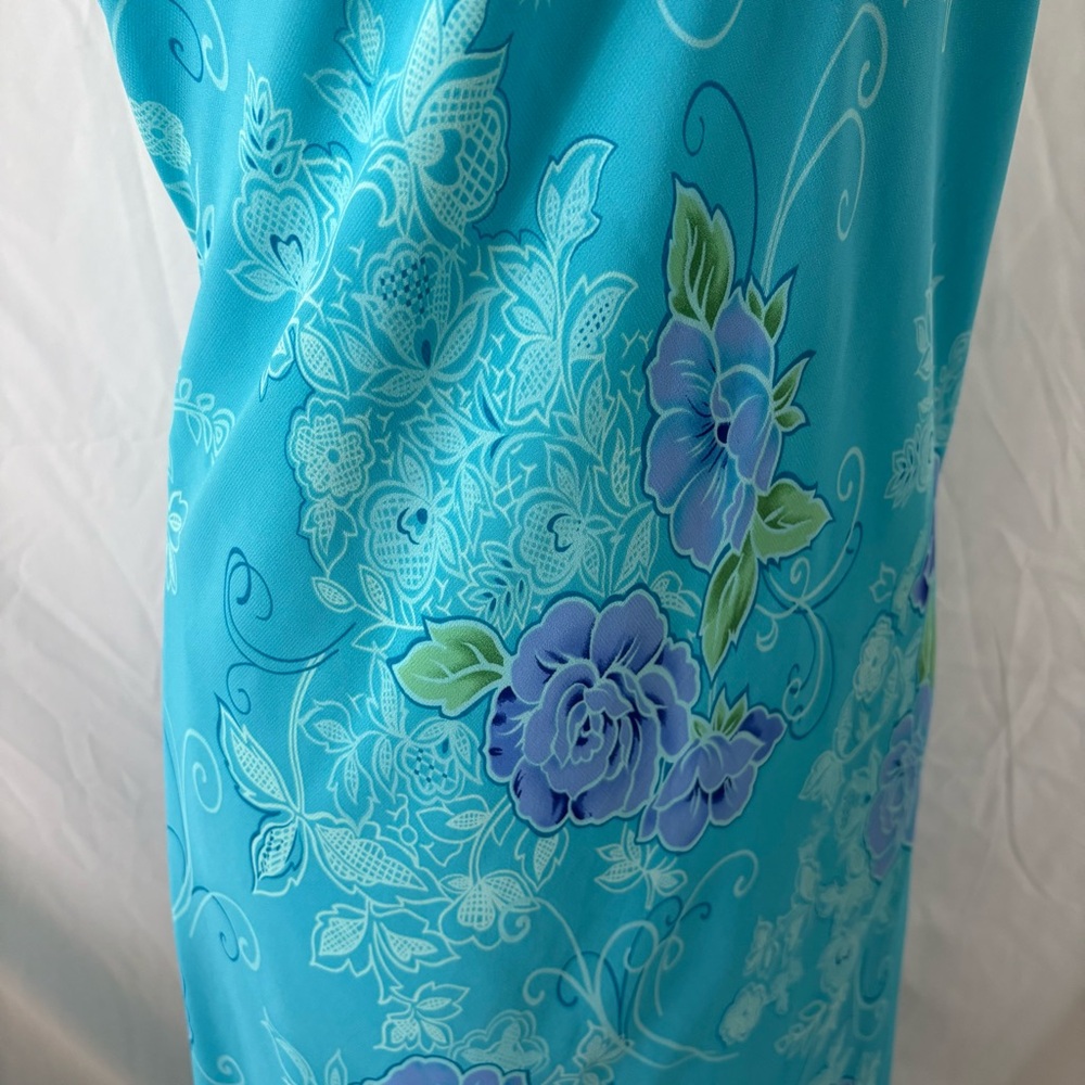Vintage Y2K turquoise blue floral maxi dress size XL - Picture 5 of 7